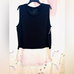 NWT Apt 9 Women’s Black &  Cream Asymmetrical Hem Sleeveless Blouse Top Sz XL